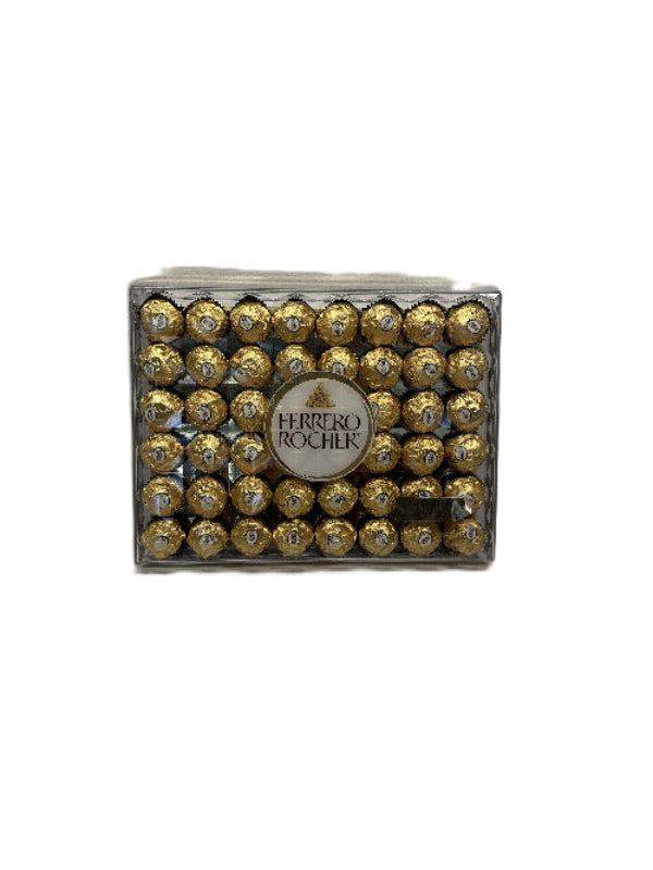 Ferrero Rocher chocolate box with gold and silver embellishments on a white background