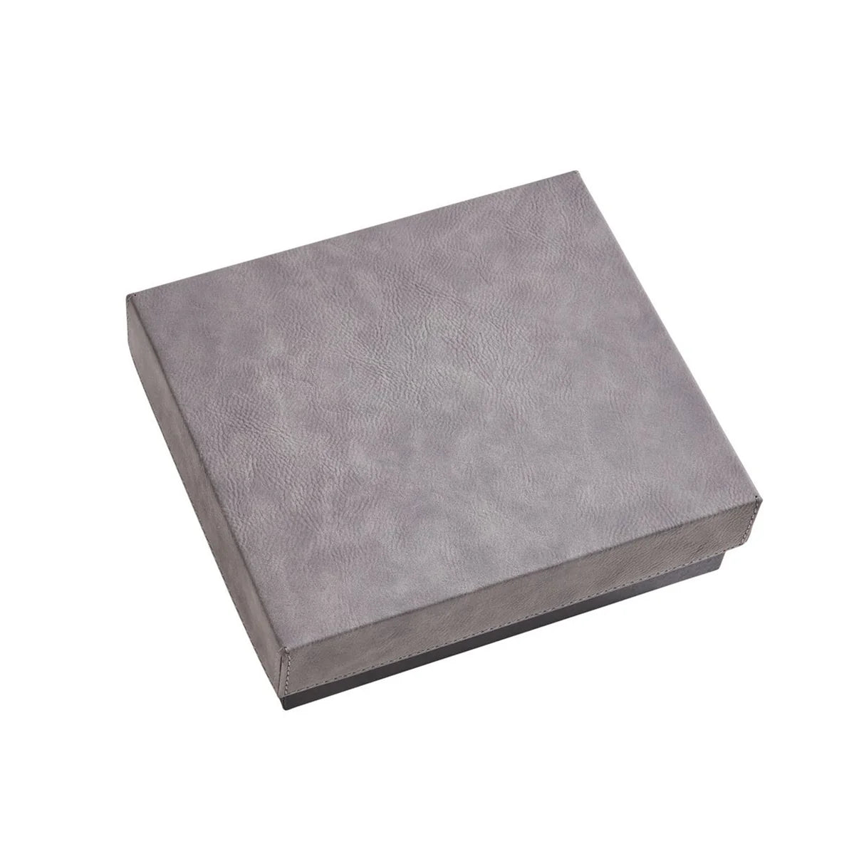 Gray leather-bound box on a white background