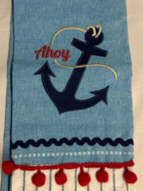 Anchor Ahoy Kitchen Towel – Nautical Cotton Classic⚓