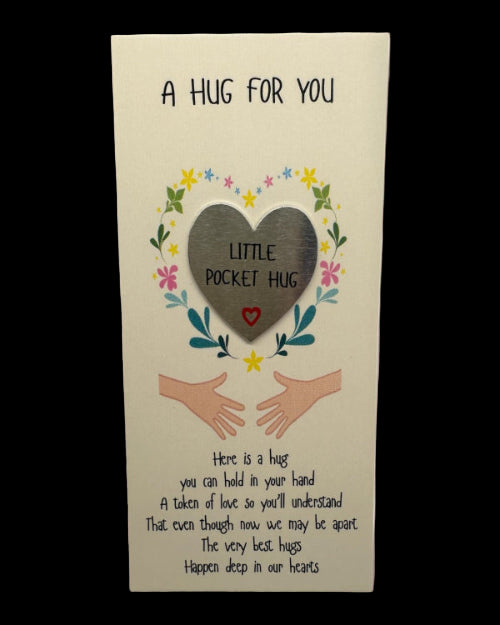 Card with heart design and text on a beige background