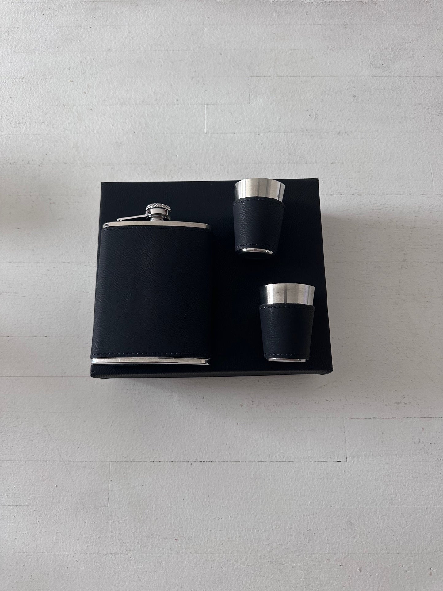 Luxury Flask Gift Set - Leather Bound 8oz Stainless Steel Flask